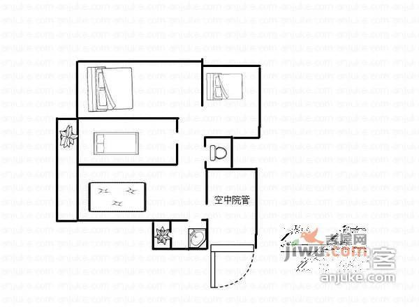 鹏润蓝海A区3室2厅1卫96㎡户型图