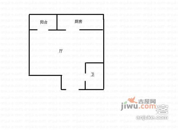 鹏润蓝海A区1室0厅1卫40㎡户型图