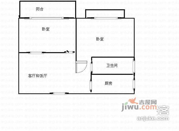 华宇林泉雅舍2室1厅1卫76㎡户型图