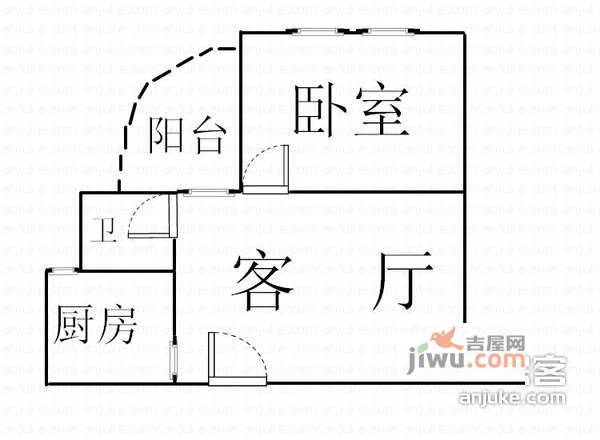 华宇林泉雅舍1室1厅1卫60㎡户型图