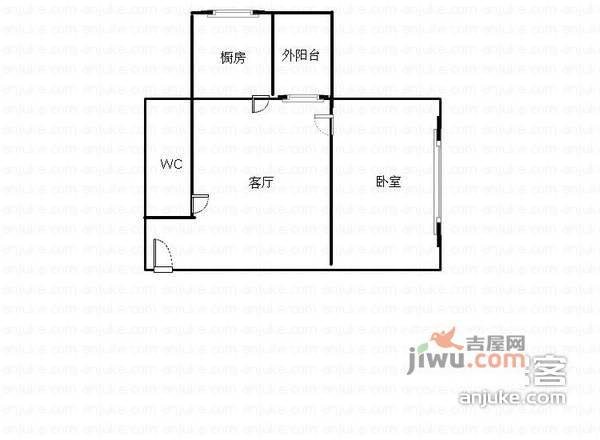 逸静丰豪1室1厅1卫55㎡户型图