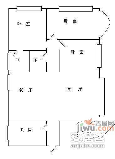 燕渝苑3室2厅1卫137㎡户型图