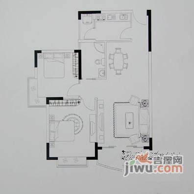 喜业花园2室1厅1卫户型图