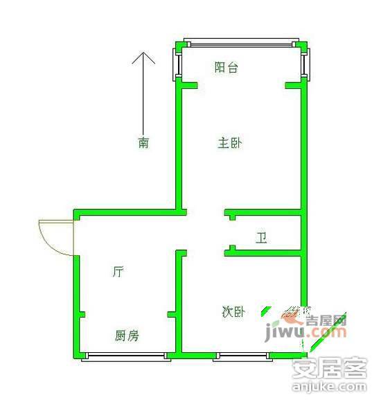 大杨村2室1厅1卫57㎡户型图