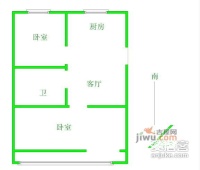 湖西村2室1厅1卫56㎡户型图