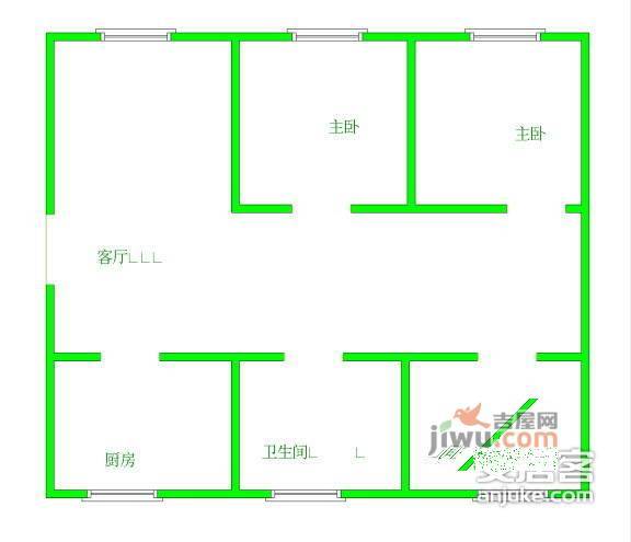 伍佰新寓3室2厅1卫110㎡户型图