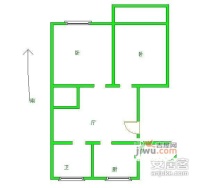 龙蟠里小区2室1厅1卫66㎡户型图