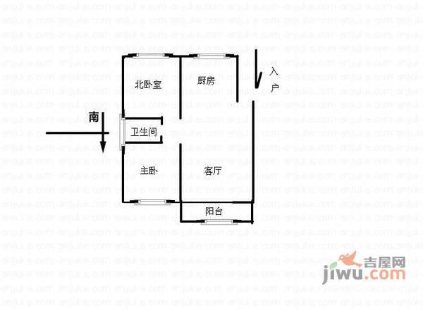 天景山公寓瑞庭苑2室1厅1卫户型图