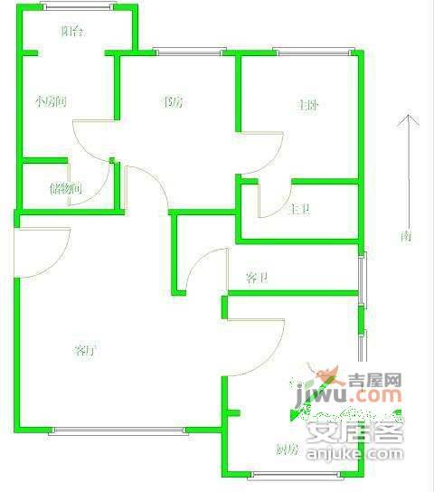 现代大厦3室2厅1卫135㎡户型图