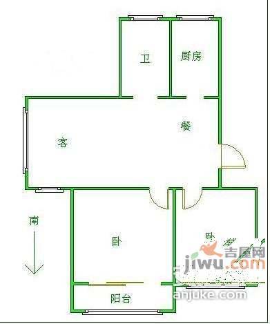 泰山花苑小区2室2厅1卫87㎡户型图