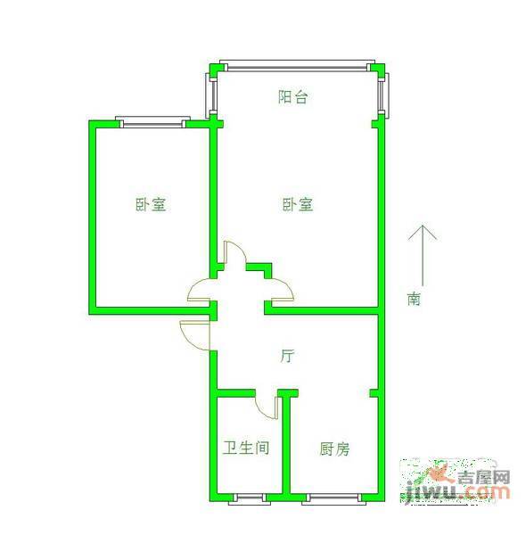 育英村2室1厅1卫58㎡户型图