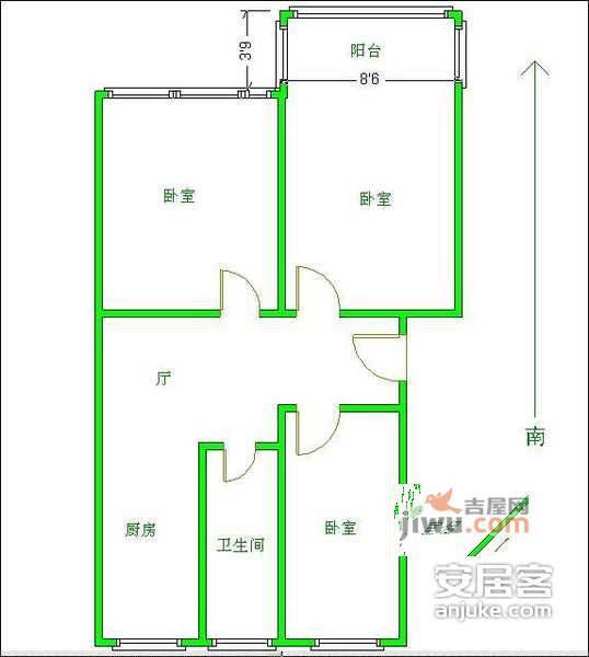 育英村3室1厅1卫户型图