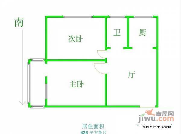 育英村2室1厅1卫58㎡户型图