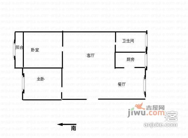 一鸣花园2室1厅1卫70㎡户型图