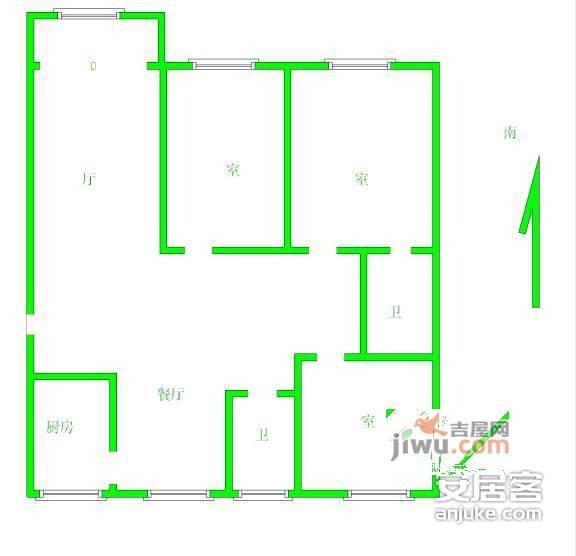 建康花苑3室2厅2卫144㎡户型图