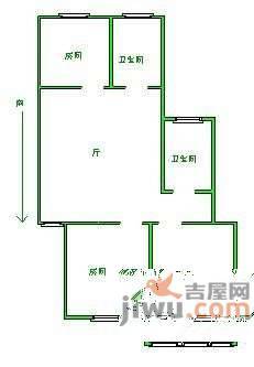 建康花苑3室1厅1卫92㎡户型图