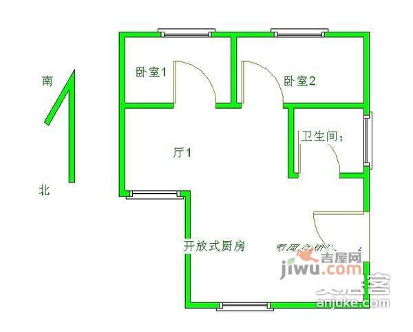 阳光公寓2室2厅1卫103㎡户型图