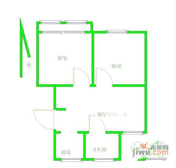 新禧家园2室2厅1卫88㎡户型图