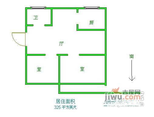 新禧家园2室2厅1卫88㎡户型图