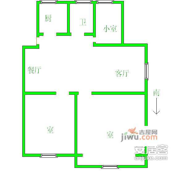 新禧家园3室2厅1卫100㎡户型图