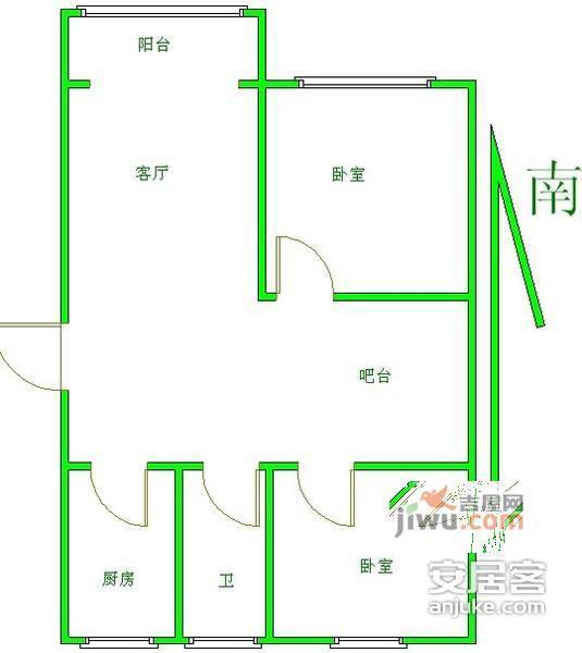 新城佳园2室2厅1卫91㎡户型图