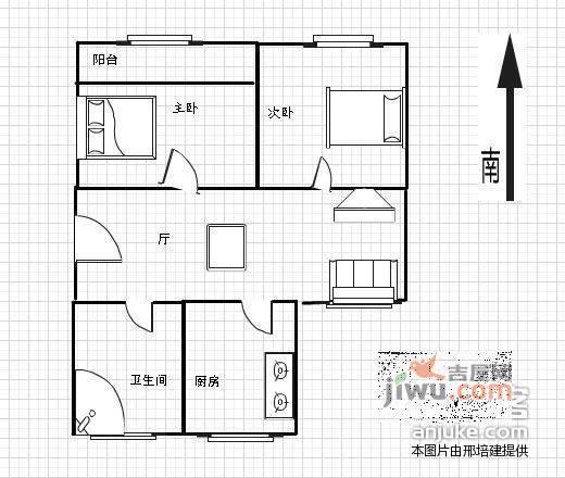 将军塘2室1厅1卫70㎡户型图