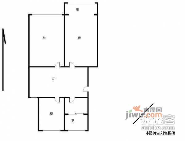 将军塘2室2厅1卫70㎡户型图