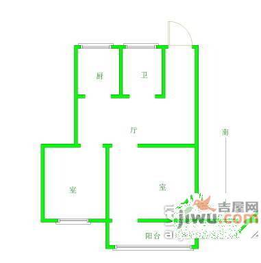 将军塘2室2厅1卫70㎡户型图