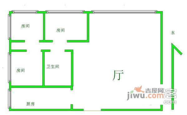 建华大厦3室2厅1卫户型图