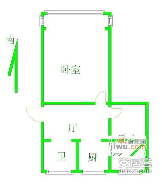 红花村2室1厅1卫74㎡户型图