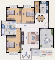 泰润公寓3室2厅2卫140㎡户型图