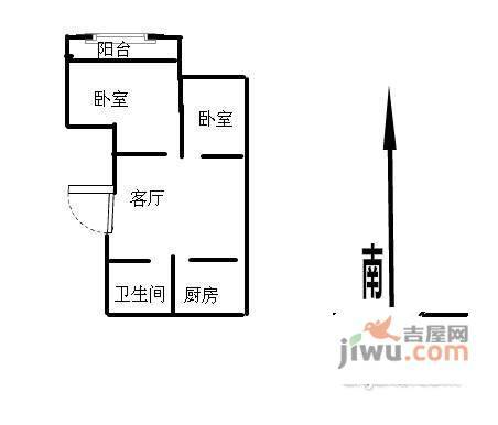 箍桶巷2室1厅1卫户型图