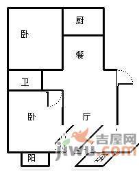 钻石华府2室2厅1卫87㎡户型图