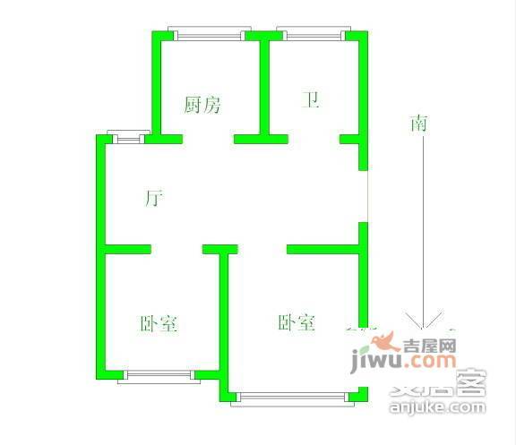 金盛花园2室2厅1卫102㎡户型图