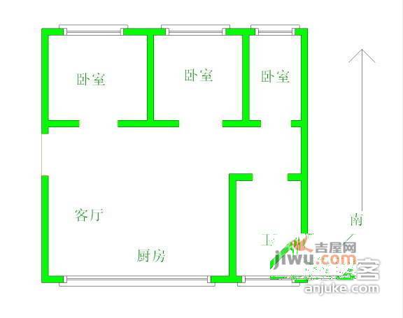 金盛花园3室1厅1卫户型图