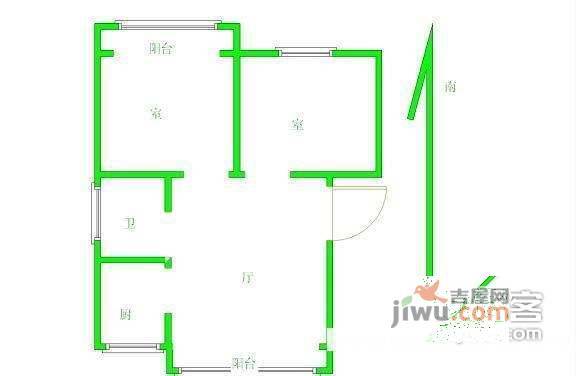 金轮翠庭园2室1厅1卫户型图