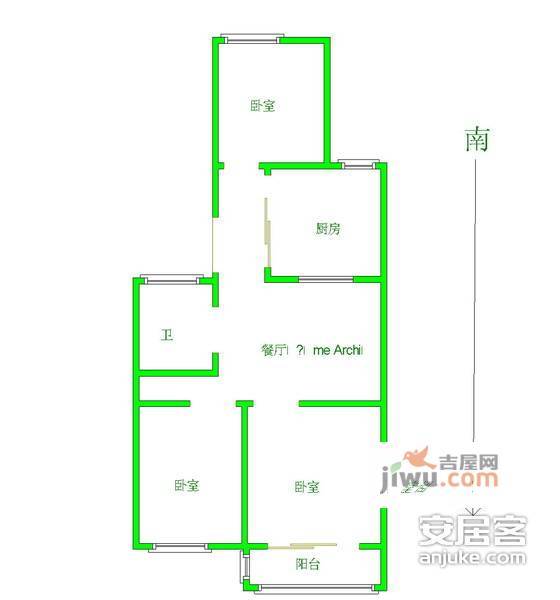 兴隆纺织公寓3室2厅1卫92㎡户型图