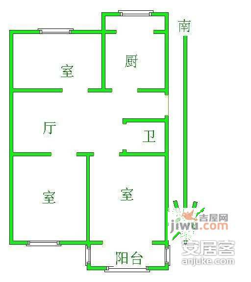 兴隆纺织公寓3室1厅1卫户型图