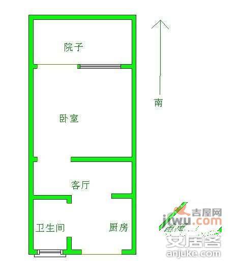 全福小区1室1厅1卫38㎡户型图