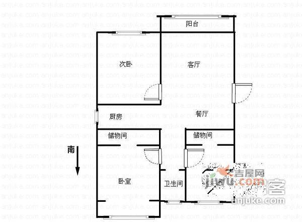 雁鸣山庄3室2厅1卫133㎡户型图