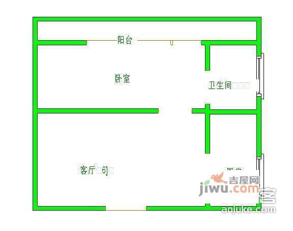 雁鸣山庄1室1厅1卫30㎡户型图