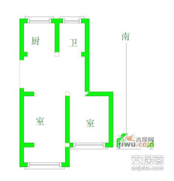 光华园2室1厅1卫63㎡户型图