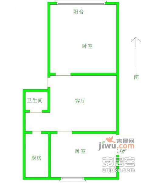 光华园2室1厅1卫63㎡户型图