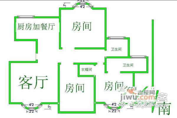 西城岚湾花苑3室2厅2卫户型图