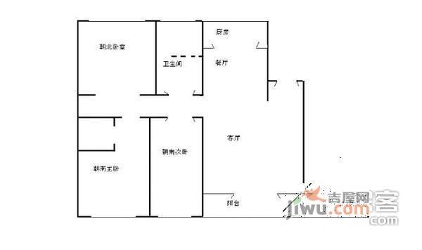 天宝新寓2室1厅1卫户型图