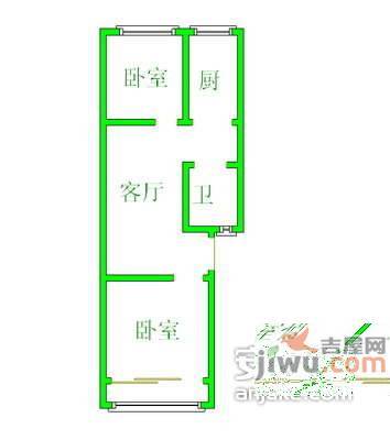 石门坎2室1厅1卫64㎡户型图