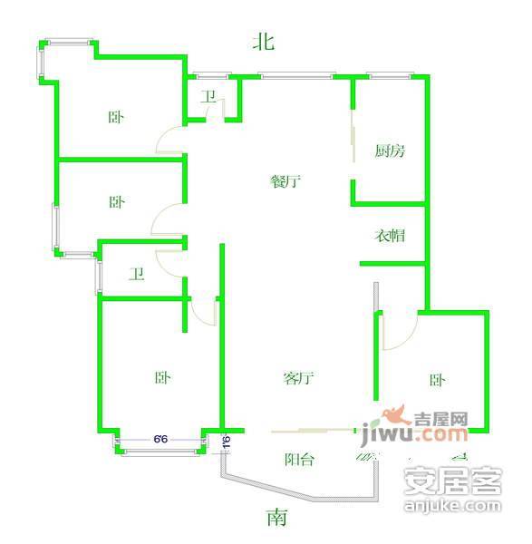 高尔夫西花园4室2厅2卫户型图