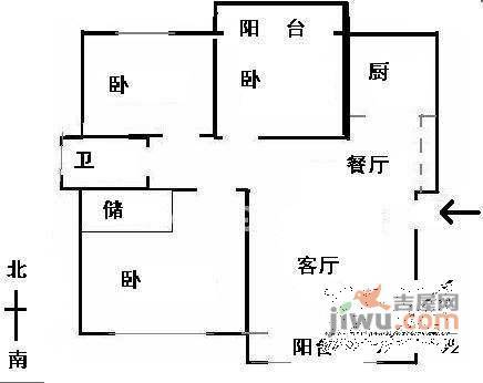 紫金山水苑3室2厅1卫户型图