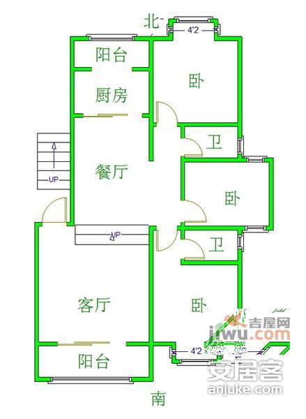 湖东音乐苑3室2厅2卫户型图