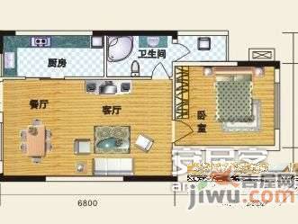 紫鑫国际公寓1室0厅1卫53㎡户型图